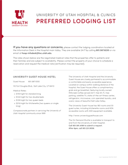 Preferred Lodging List