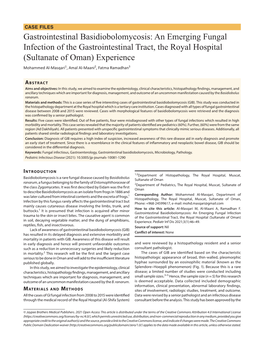 Gastrointestinal Basidiobolomycosis: an Emerging Fungal Infection of The