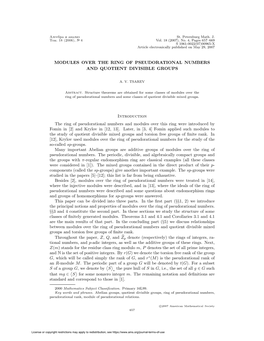 Modules Over the Ring of Pseudorational Numbers and Quotient Divisible Groups