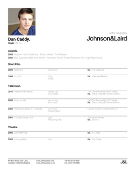 Dan Caddy. Height 180 Cm