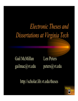 Electronic Theses and Dissertations at Virginia Tech