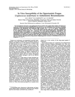 In Vitro Susceptibility of the Opportunistic Fungus Cryptococcus Neoformans to Anthelmintic Benzimidazoles M