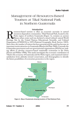 Management of Resources-Based Tourism at Tikal National Park in Northern Guatemala