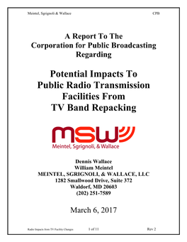 Potential Impacts to Public Radio Transmission Facilities from TV Band Repacking