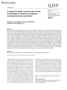 Long-Term Pitch Memory for Music Recordings Is Related to Auditory