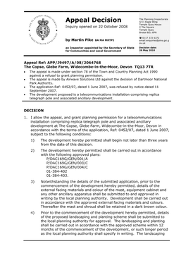 Appeal Decision 4/11 Eagle Wing Temple Quay House Inquiry Opened on 22 October 2008 2 the Square Temple Quay Bristol BS1 6PN