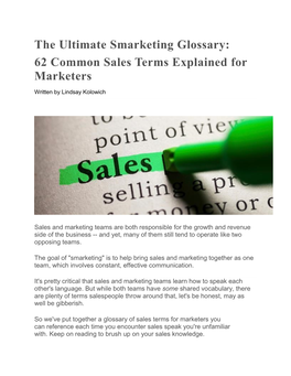 The Ultimate Smarketing Glossary: 62 Common Sales Terms Explained for Marketers