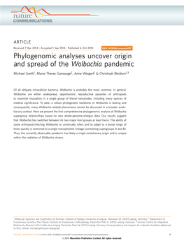 Phylogenomic Analyses Uncover Origin and Spread of the Wolbachia Pandemic
