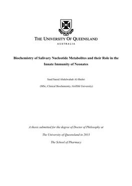 Biochemistry of Salivary Nucleotide Metabolites and Their Role in the Innate Immunity of Neonates