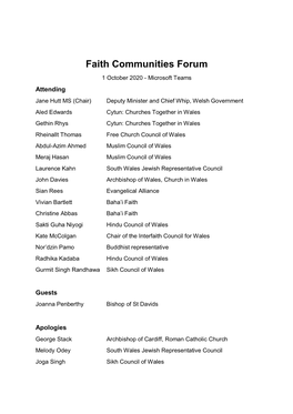 Faith Communities Forum