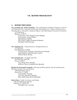 Vii. Report Preparation