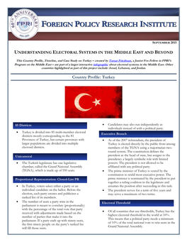 Turkey Case Study: High Threshold, High Stakes