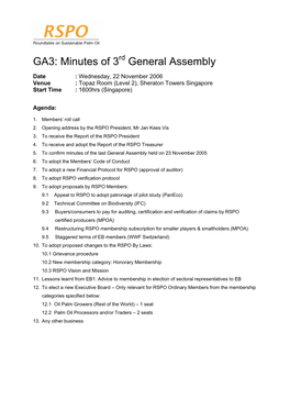 GA3: Minutes of 3 General Assembly