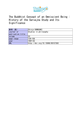 The Buddhist Concept of an Omniscient Being : History of the Sarvajna Study and Its Significance