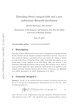 Extending Owen's Integral Table and a New Multivariate Bernoulli