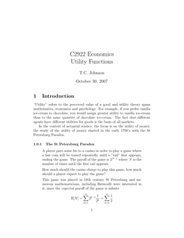C2922 Economics Utility Functions