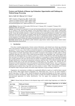 Features and Methods of Human Age Estimation: Opportunities and Challenges in Medical Image Processing