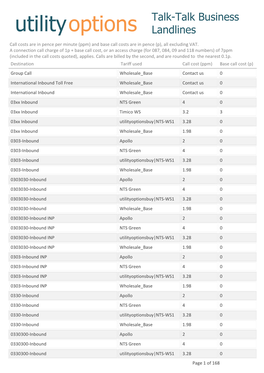 Utilityoptions Landlines