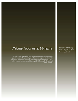 LY6 and PROGNOSTIC MARKERS White Paper No 133 February, 2016
