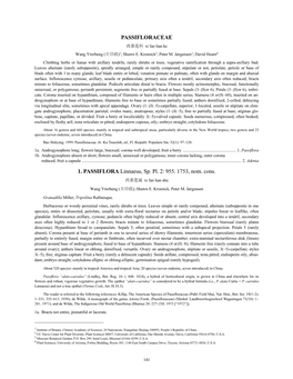 PASSIFLORACEAE 1. PASSIFLORA Linnaeus, Sp. Pl. 2: 955. 1753, Nom. Cons