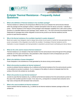 Frequently Asked Questions for Thermal Resistance