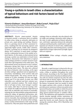 Young E-Cyclists in Israeli Cities: a Characterization of Typical Behaviours and Risk Factors Based on Field Observations