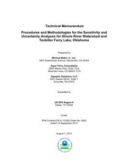 Technical Memorandum Procedures and Methodologies for the Sensitivity and Uncertainty Analyses for Illinois River Watershed and Tenkiller Ferry Lake, Oklahoma