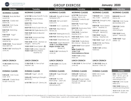 GROUP EXERCISE January 2020 Monday Tuesday Wednesday Thursday Friday Saturday