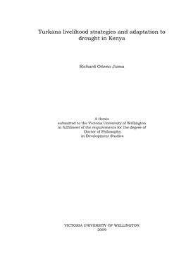 Turkana Livelihood Strategies and Adaptation to Drought in Kenya