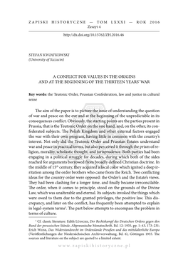 6 Stefan Kwiatkowski [648] in the Scope of Military Preparations, the Situation Was Changing Dynami- Cally, Especially Between 1453–1454