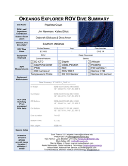 Okeanos Explorer Rov Dive Summary