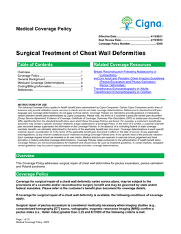 Surgical Treatment of Chest Wall Deformities