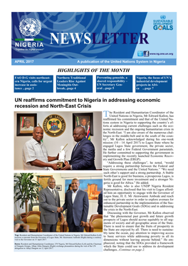 HIGHLIGHTS of the MONTH UN Reaffirms Commitment to Nigeria In