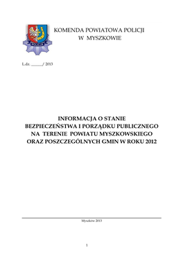 Komenda Powiatowa Policji W Myszkowie Informacja O