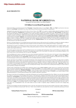 NATIONAL BANK of GREECE S.A. (Incorporated with Limited Liability in the Hellenic Republic)