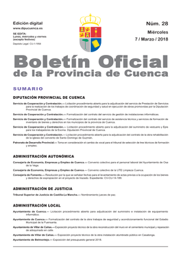 Boletín Oficial De La Provincia De Cuenca Sumario Diputación Provincial De Cuenca