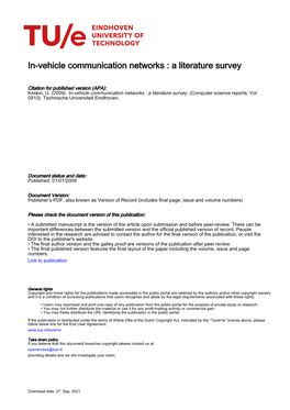 In-Vehicle Communication Networks : a Literature Survey
