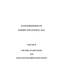 Water Resources in Europe and Central Asia