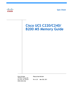 Cisco UCS C220/C240/B200 M5 Memory Guide Spec Sheet