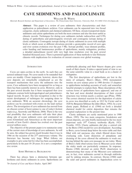 Cave Sediments and Paleoclimate