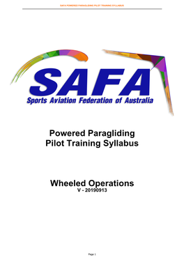 Powered Paragliding Pilot Training Syllabus Wheeled Operations