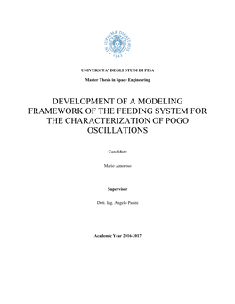 Development of a Modeling Framework of the Feeding System for the Characterization of Pogo Oscillations