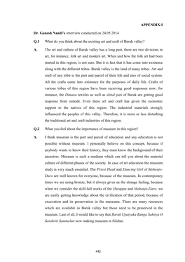 APPENDIX-I Dr. Ganesh Nandi's Interview Conducted on 24.05.2014