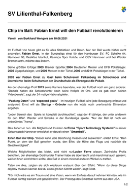SV Lilienthal-Falkenberg Chip Im Ball: Fabian Ernst Will Den Fußball
