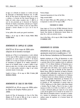 AYUNTAMIENTO DE CAMPILLO DE LLERENA AYUNTAMIENTO DE CASTUERA EDICTO De 30 De Mayo De 2006 Sobre Adopción De La Bandera Municipal