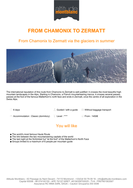 From Chamonix to Zermatt