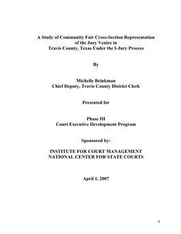 A Study of Community Fair Cross Section Representation of the Jury