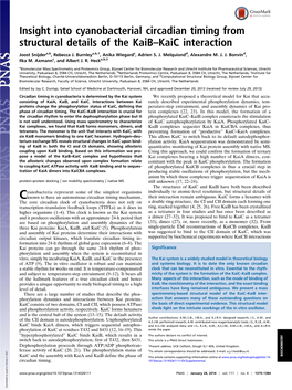 Insight Into Cyanobacterial Circadian Timing from Structural Details of the Kaib–Kaic Interaction