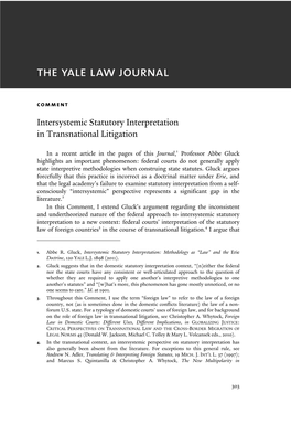 Intersystemic Statutory Interpretation in Transnational Litigation