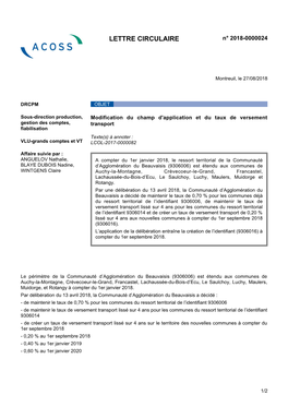 LETTRE CIRCULAIRE N° 2018-0000024